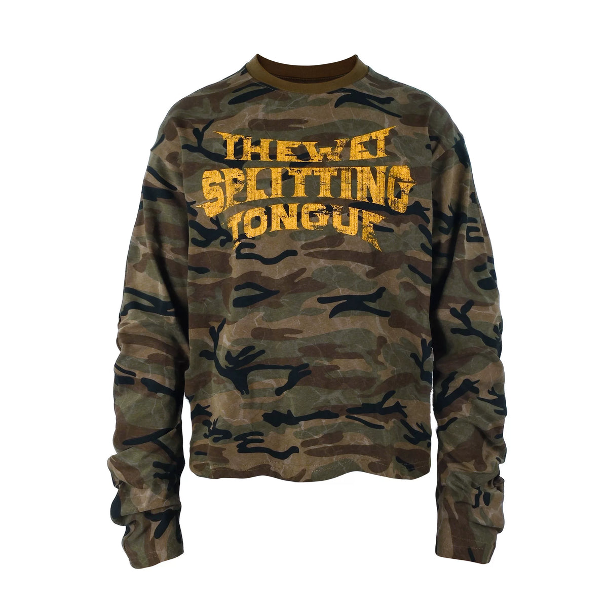 THEWET 2026 American Street Letter Printed Logo Curved Knife Camouflage Long Sleeve Daily Casual Interior Long Tee
