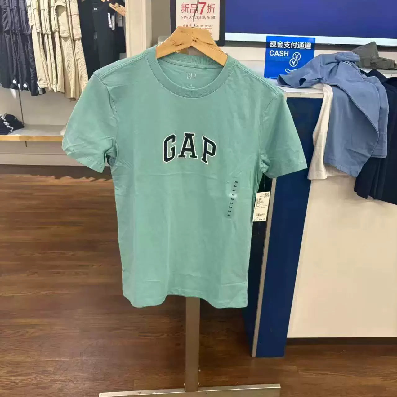 Gap Men's and Women's 2025 Spring New Cotton Letter Logo Short Sleeve T-shirt Regular Top US Version 570044