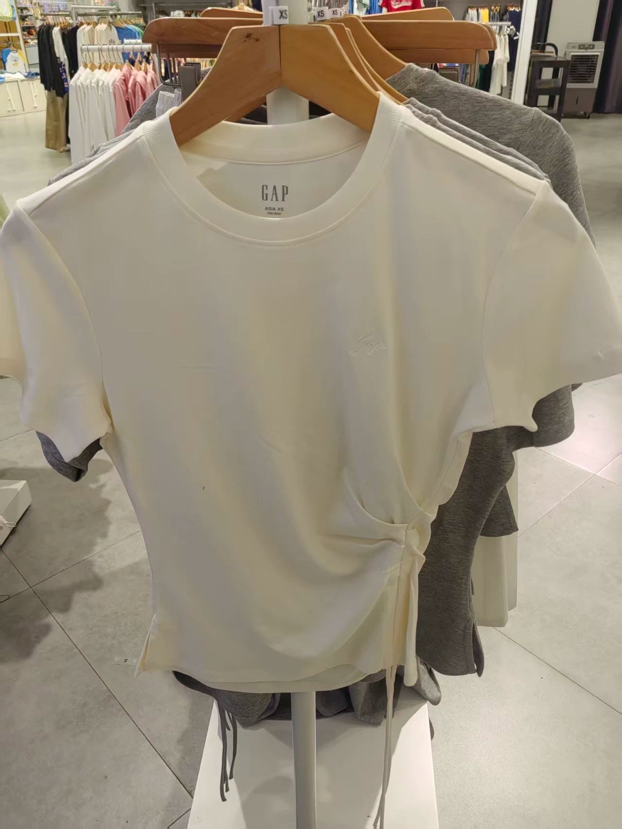 Gap women's 2026 summer new cotton logo embroidered pleated drawstring short sleeved T-shirt top 892641