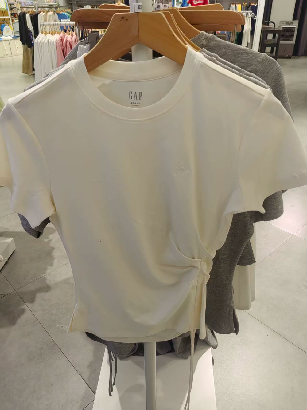Gap women's 2026 summer new cotton logo embroidered pleated drawstring short sleeved T-shirt top 892641