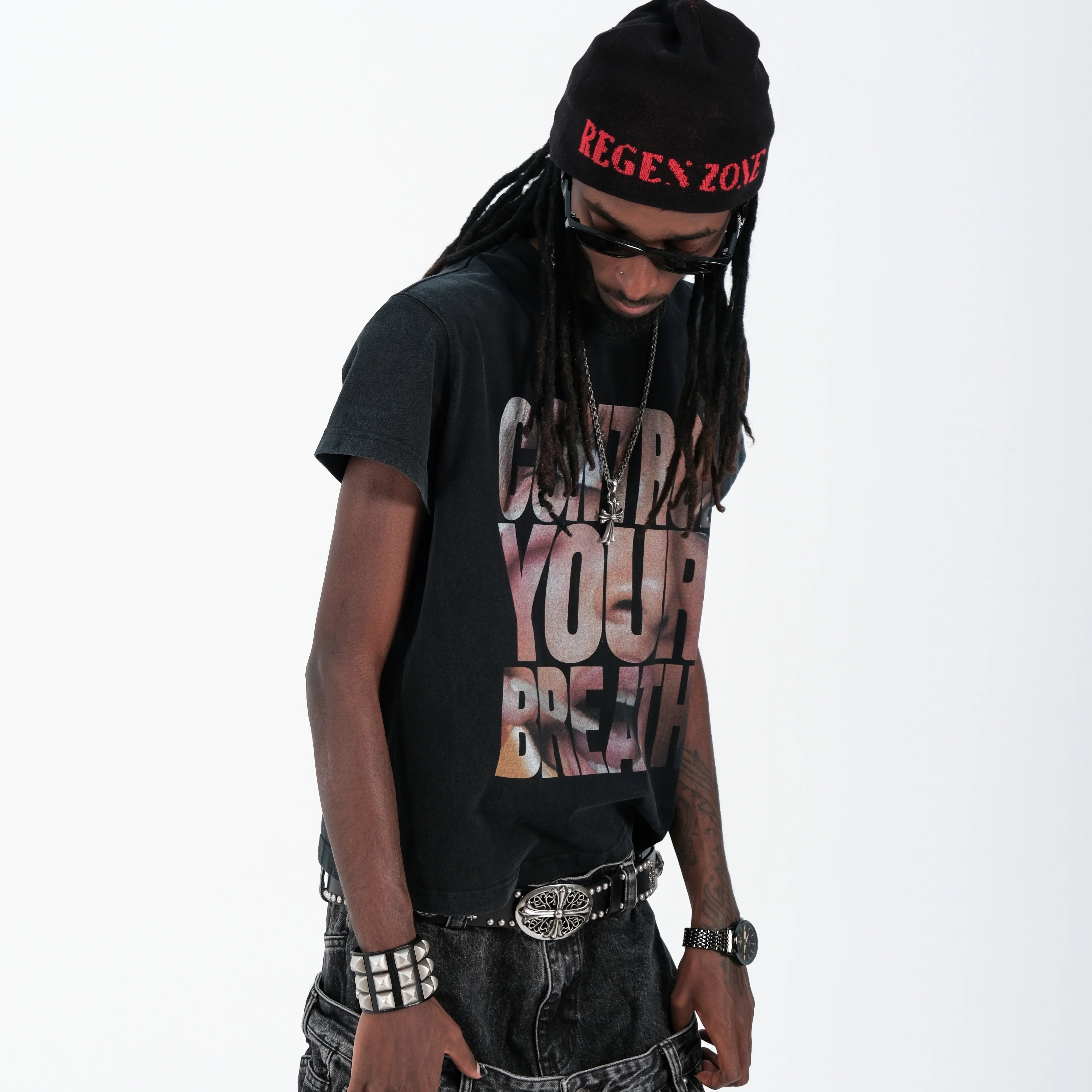 THEWET 2026SS Street Casual Photo White Ink Letter Printed Cotton Slim Short Sleeve Tee