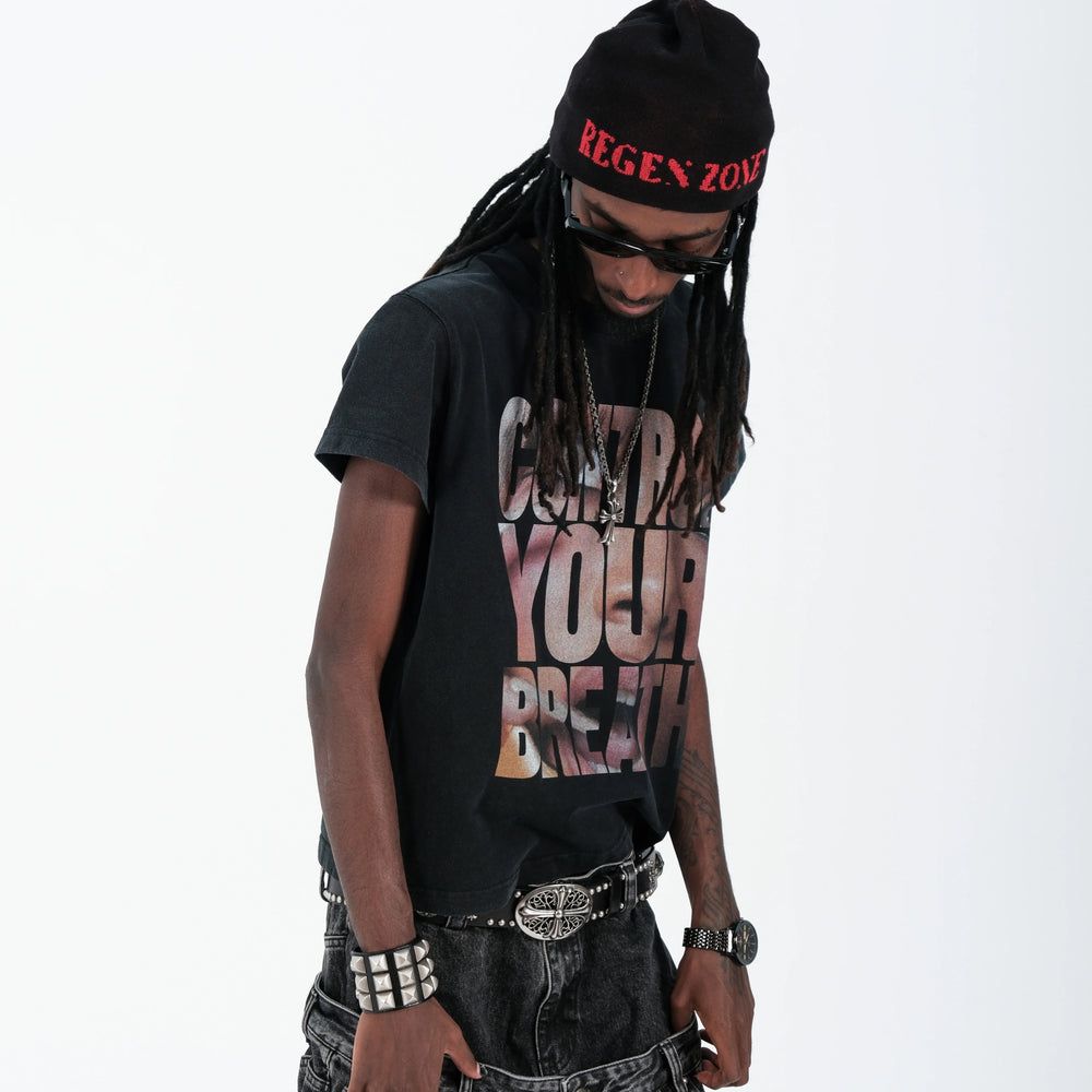 THEWET 2026SS Street Casual Photo White Ink Letter Printed Cotton Slim Short Sleeve Tee