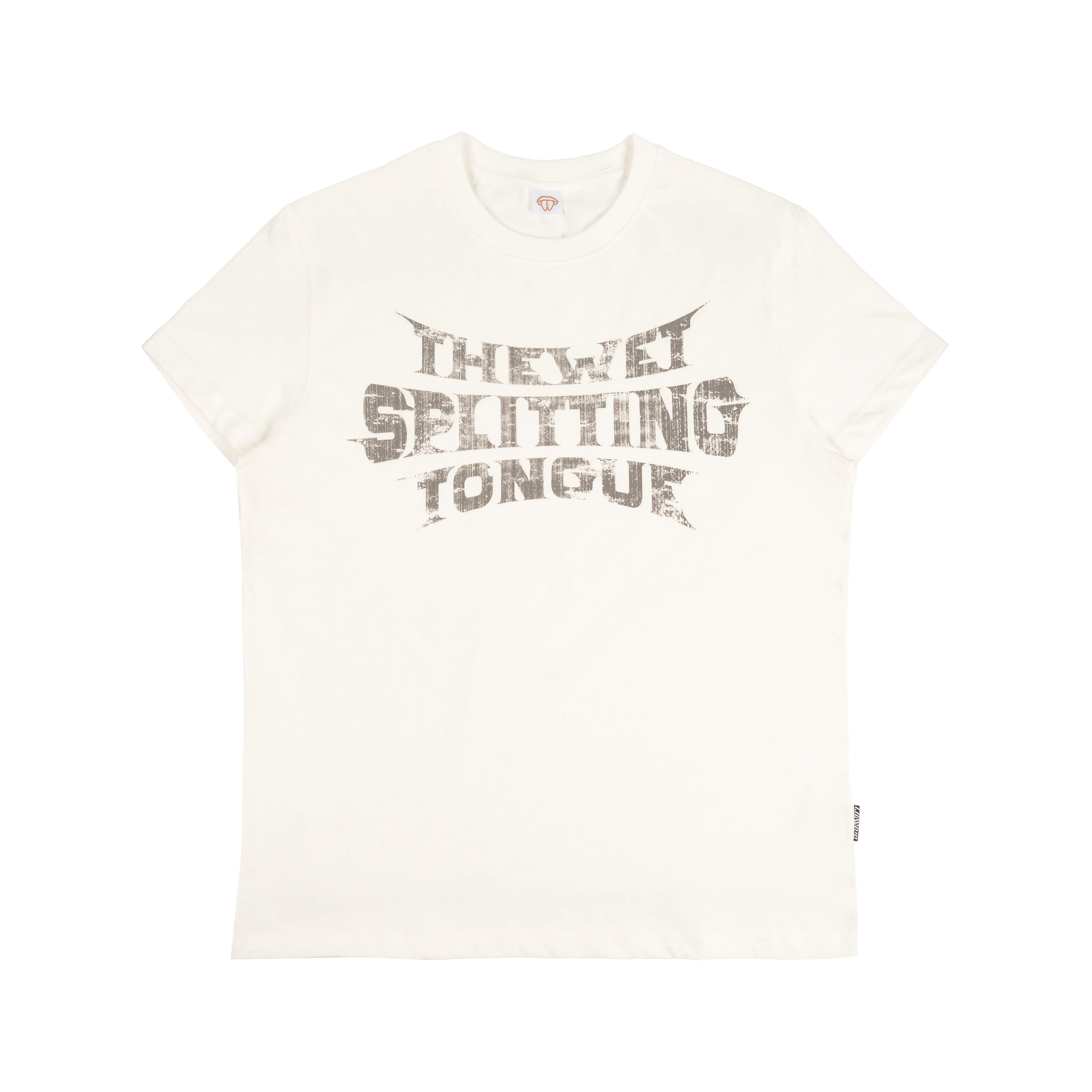 THEWET 2026SS Street Retro Doing Old Casual Bending Knife LOGO Printed Cotton Slim Short Sleeve Tee