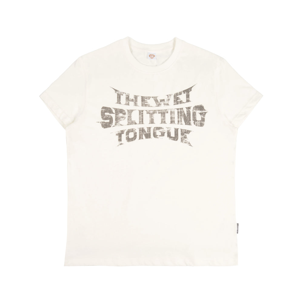 THEWET 2026SS Street Retro Doing Old Casual Bending Knife LOGO Printed Cotton Slim Short Sleeve Tee