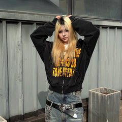 Zhu Zhixin, Zhang Hanrui, Taigexi, same style THEWET street letter old zipper hoodie, hoodie