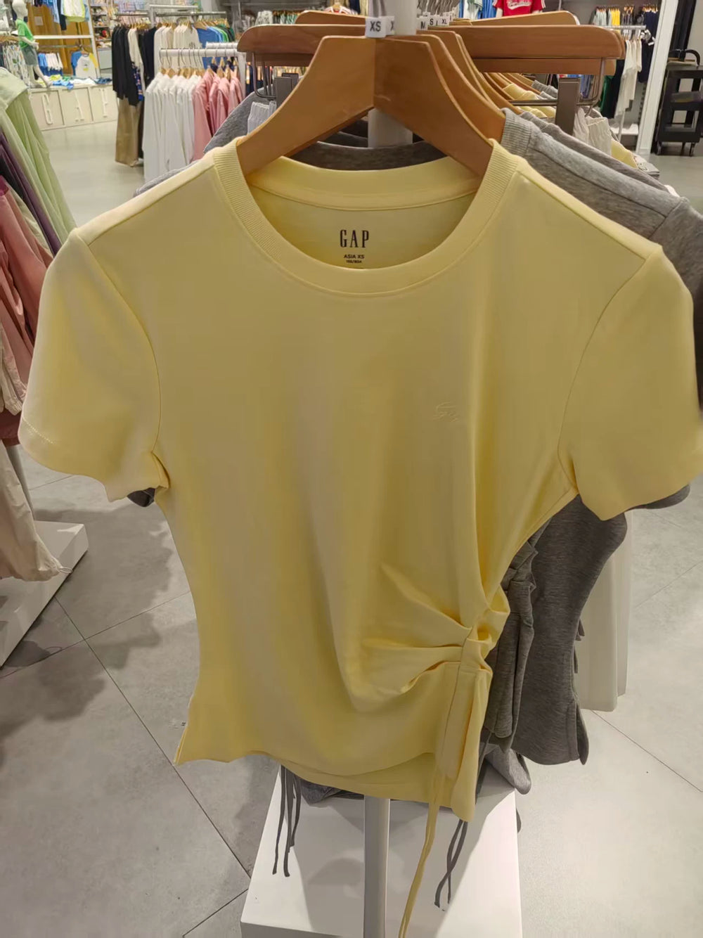 Gap women's 2026 summer new cotton logo embroidered pleated drawstring short sleeved T-shirt top 892641