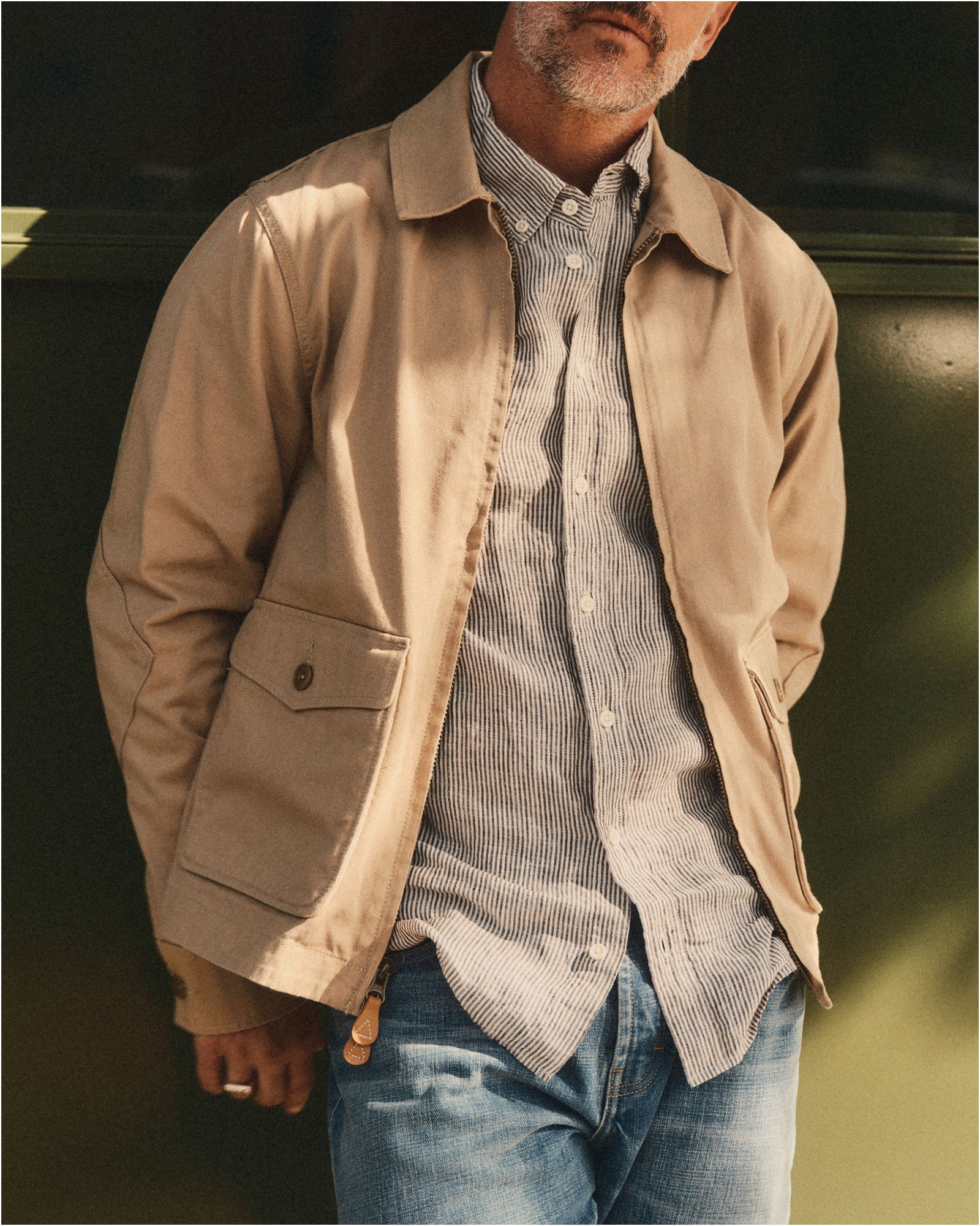 The Airman Jacket in Organic Khaki Foundation Twill