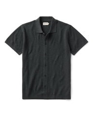 The Button Down Polo in Charcoal Herringbone