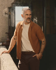 The Button Down Polo in Desert Herringbone