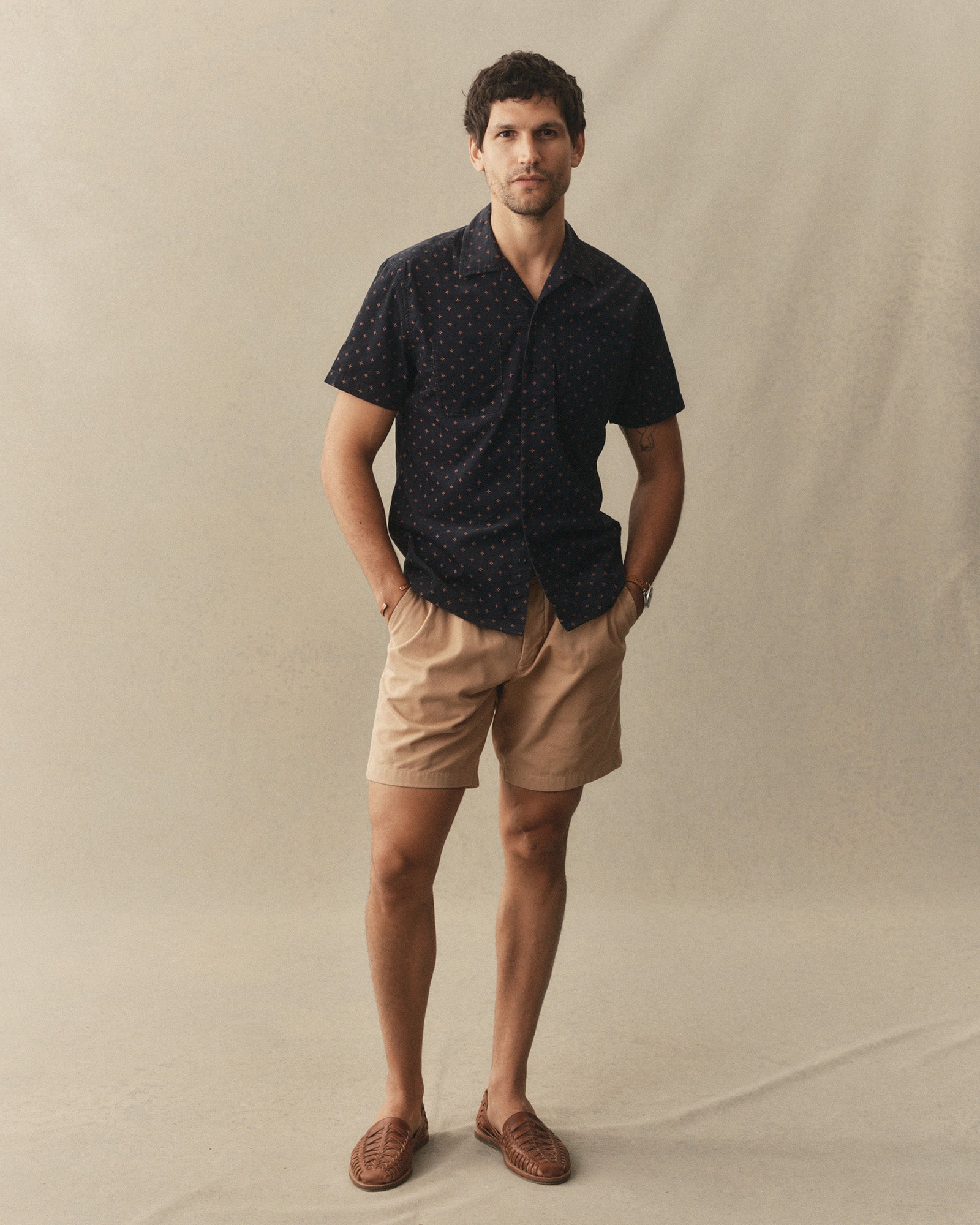 The Conrad Shirt in Navy Pigeon Foulard Pincord