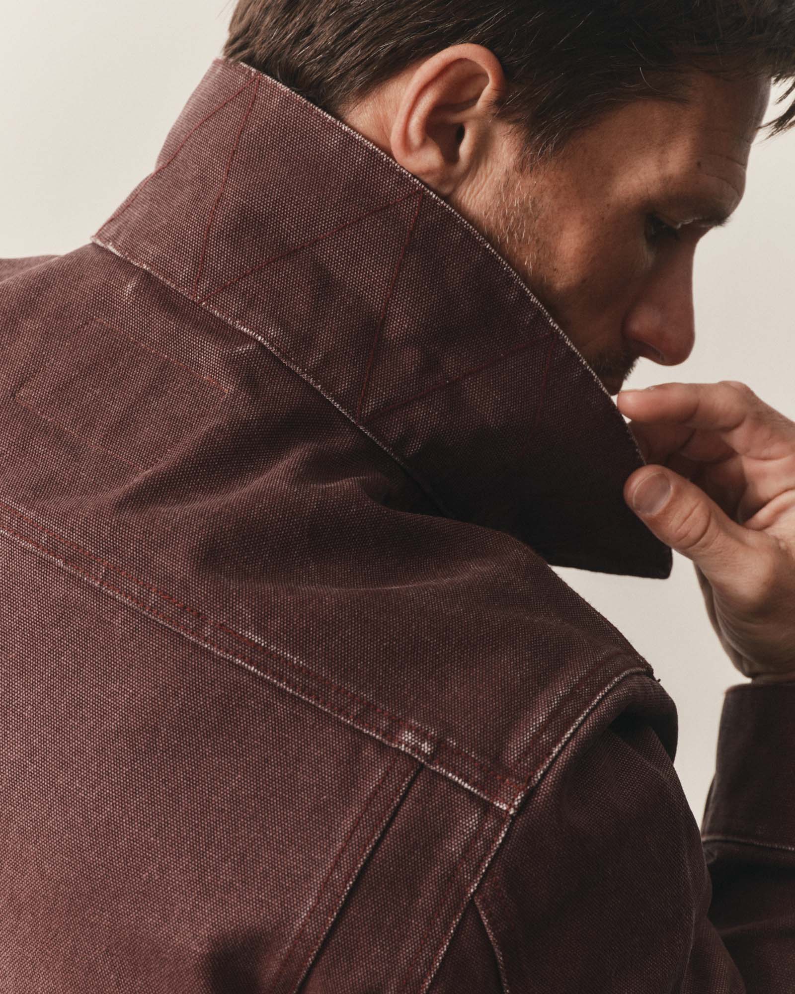 The Ryder Jacket in Burgundy Chipped Canvas