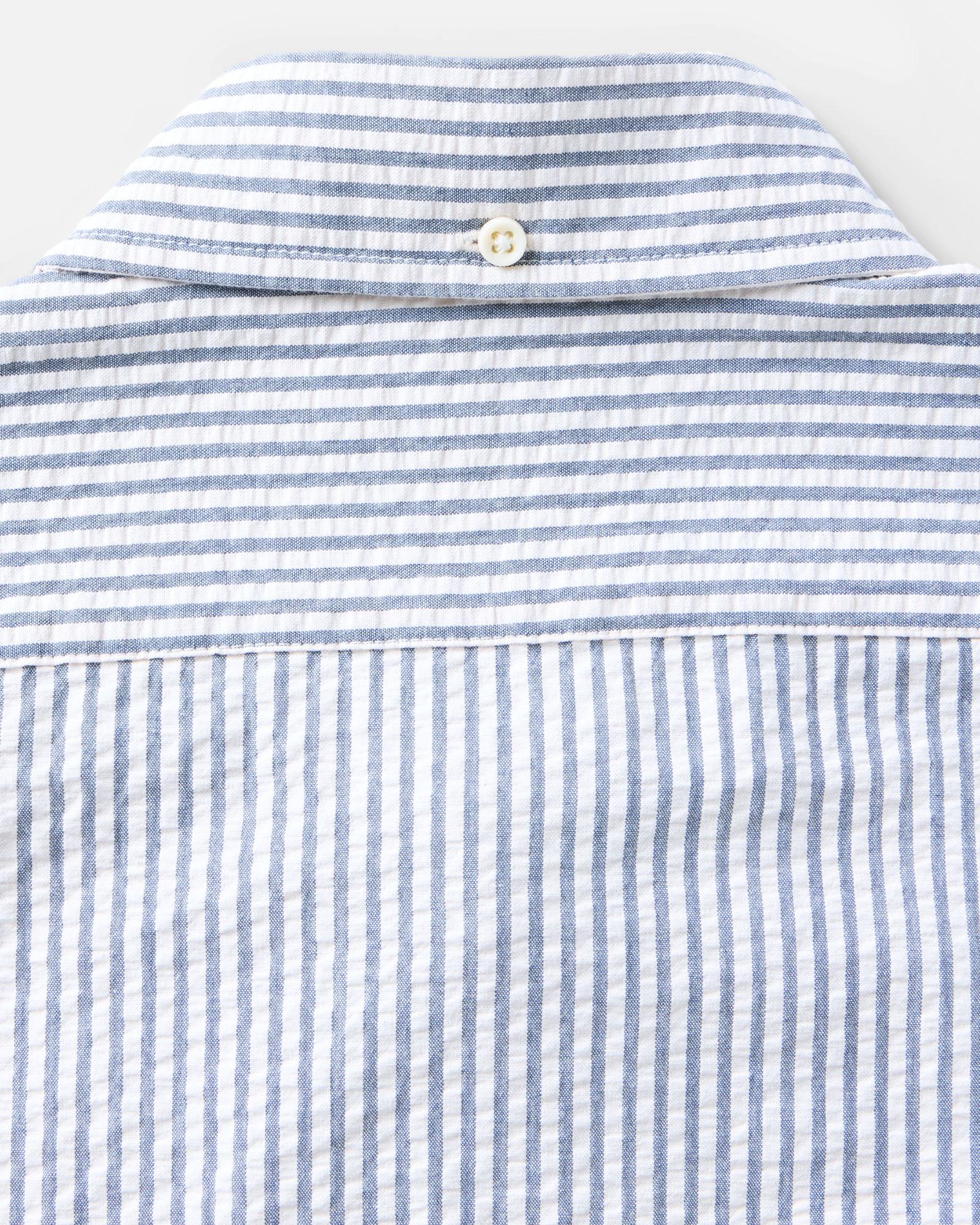 The Short Sleeve Jack in Steel Blue Stripe Seersucker