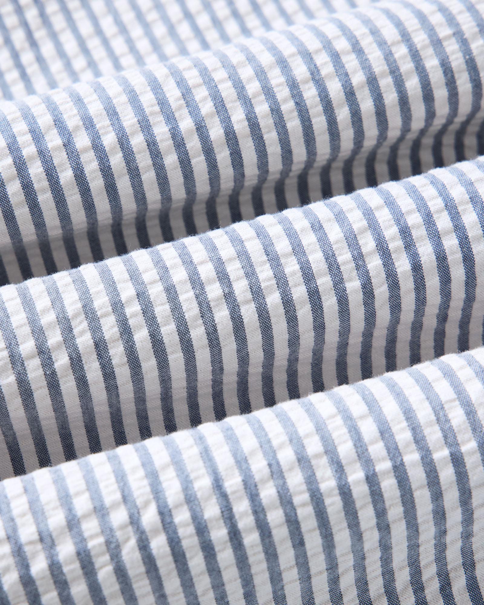 The Short Sleeve Jack in Steel Blue Stripe Seersucker