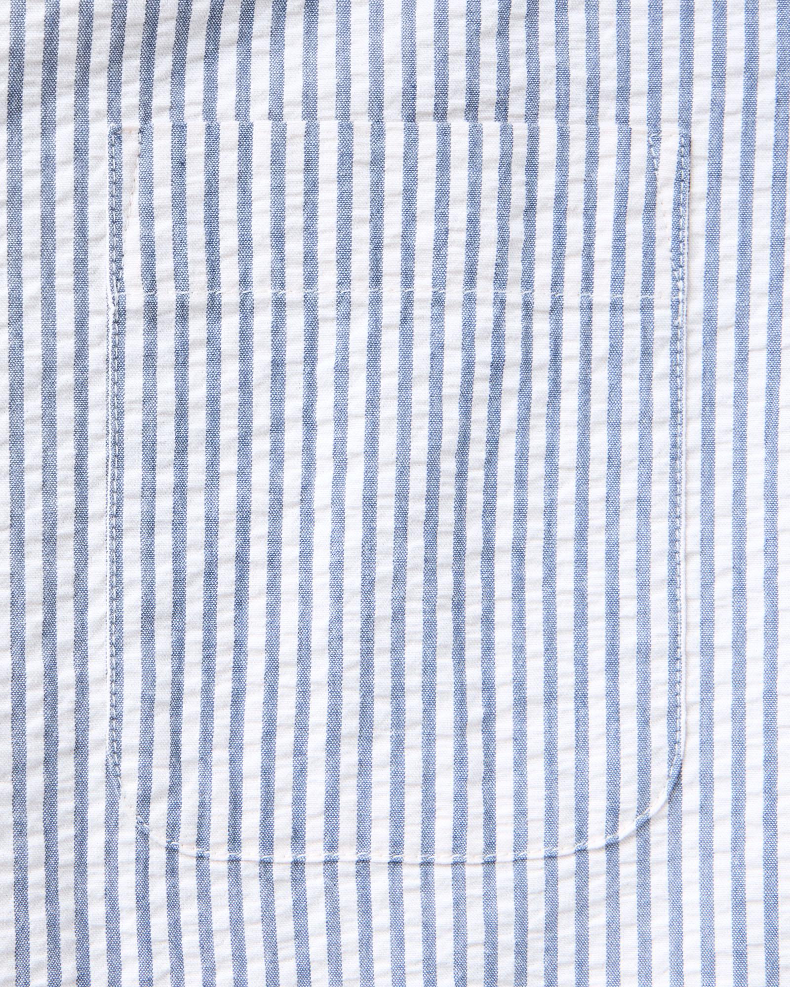 The Short Sleeve Jack in Steel Blue Stripe Seersucker