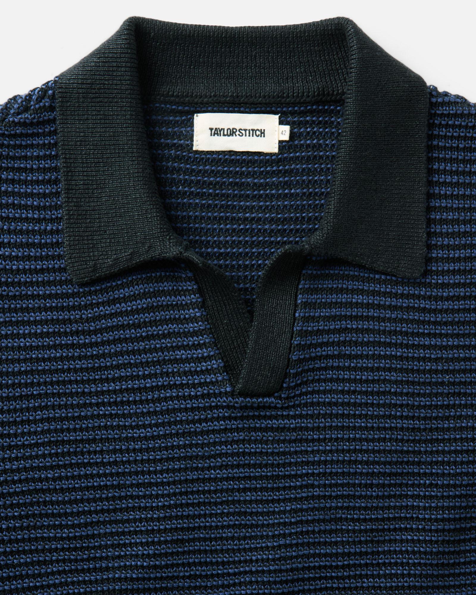 The Valencia Sweater Polo in Coal Stripe