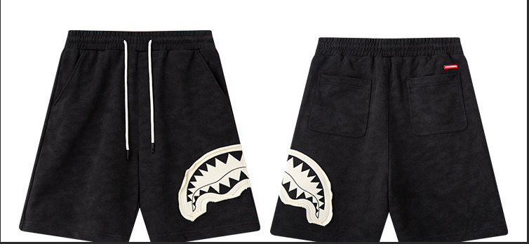 SprayGround Shark Mouth Patch Shorts - Black