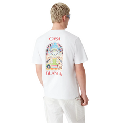 Casablanca White Tennis Landscape Short Sleeve T‑Shirt