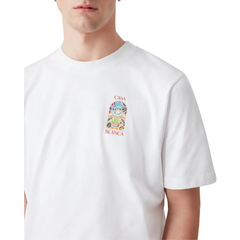 Casablanca White Tennis Landscape Short Sleeve T‑Shirt