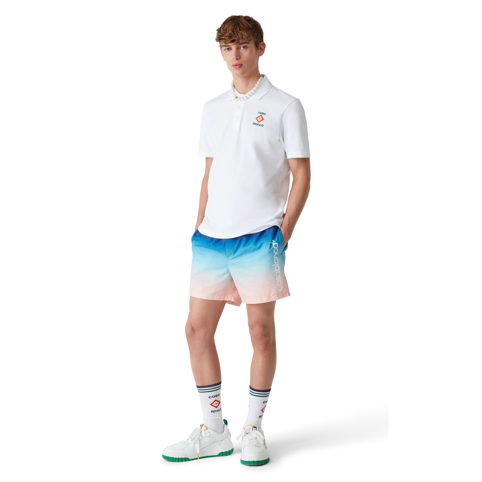 CASABLANCA JACQUARD GRADIENT SWIM SHORTS BLUE GRADIENT