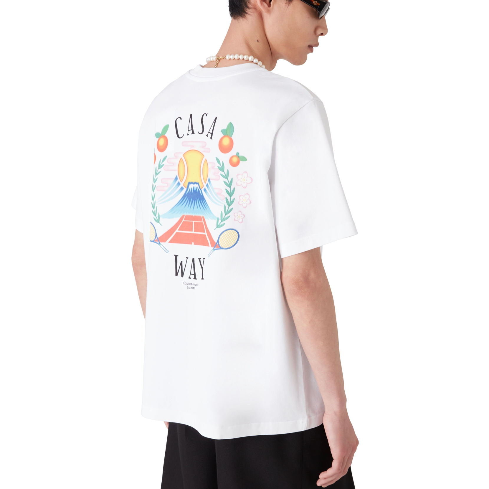 CASABLANCA CASA WAY MOUNTAIN SHORT SLEEVE T‑SHIRT WHITE
