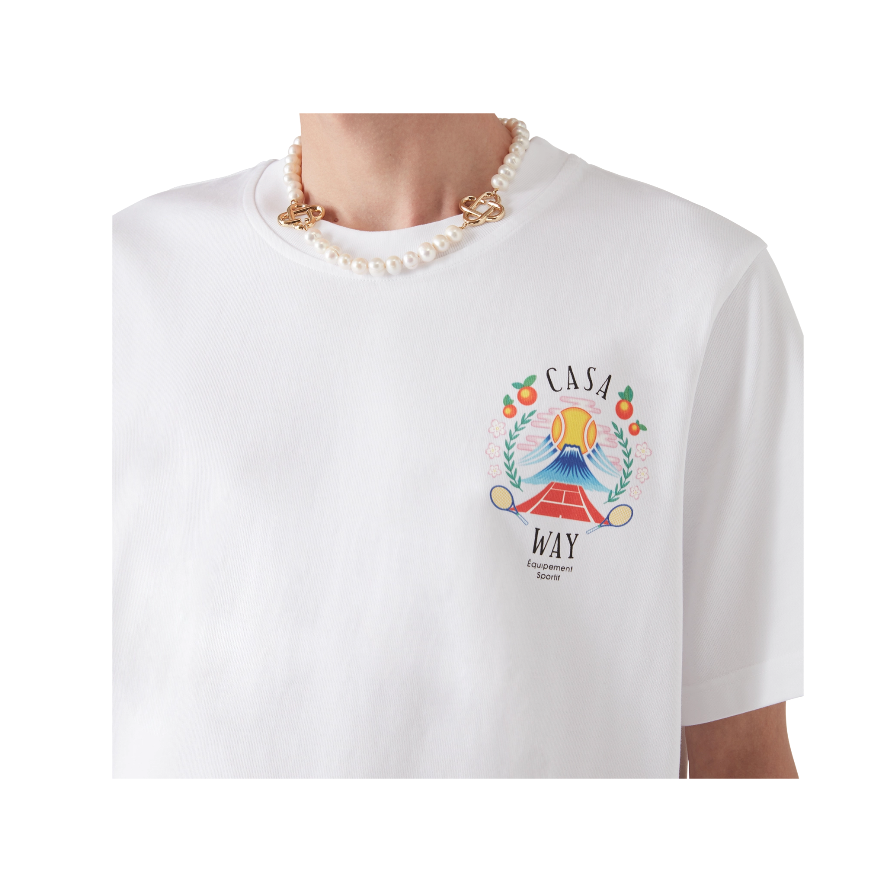 CASABLANCA CASA WAY MOUNTAIN SHORT SLEEVE T‑SHIRT WHITE