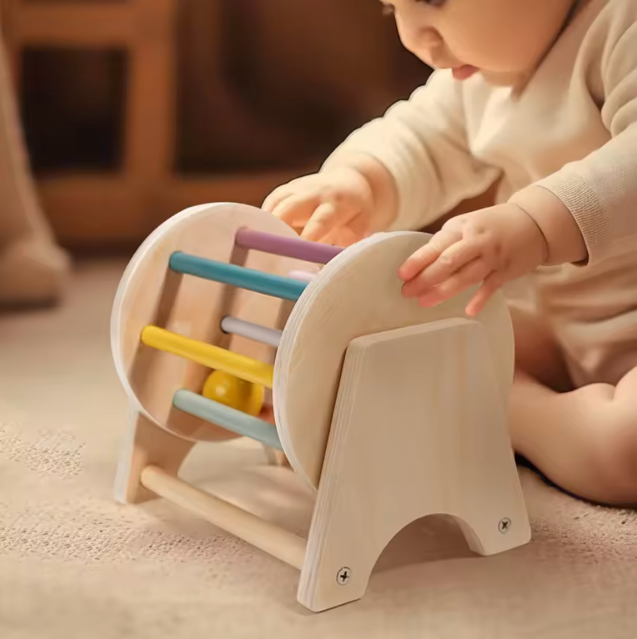 TibaToes™ Montessori Wooden Spinning Drum