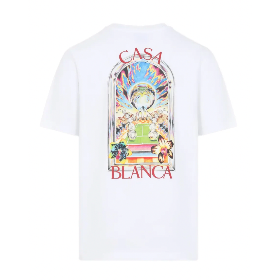 Casablanca White Tennis Landscape Short Sleeve T‑Shirt