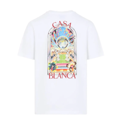 Casablanca White Tennis Landscape Short Sleeve T‑Shirt