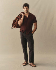 The Arlo Sweater Polo in Burgundy Texture Knit