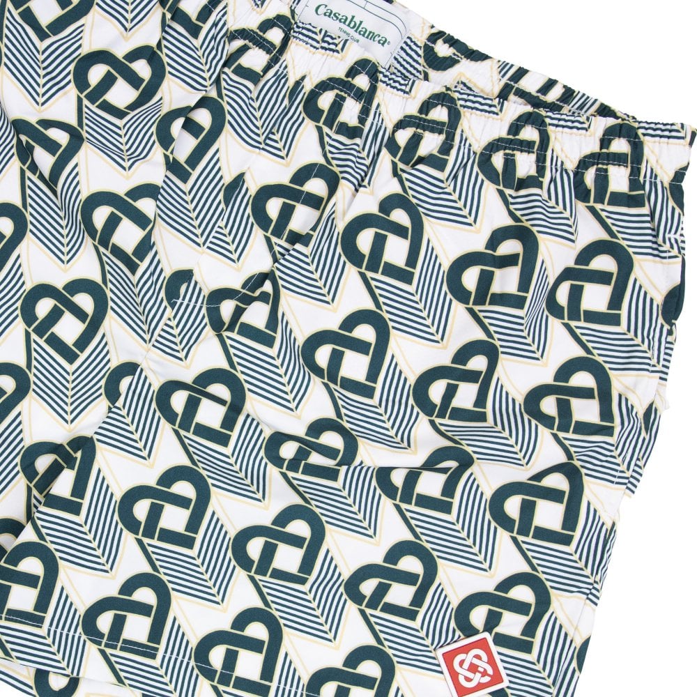 CASABLANCA HEART MONOGRAM PRINTED SWIM SHORTS  Printed Swim Shorts Green