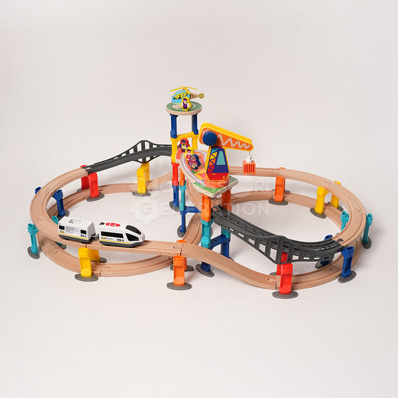 Montessori Crane & Train Magnetic Playset
