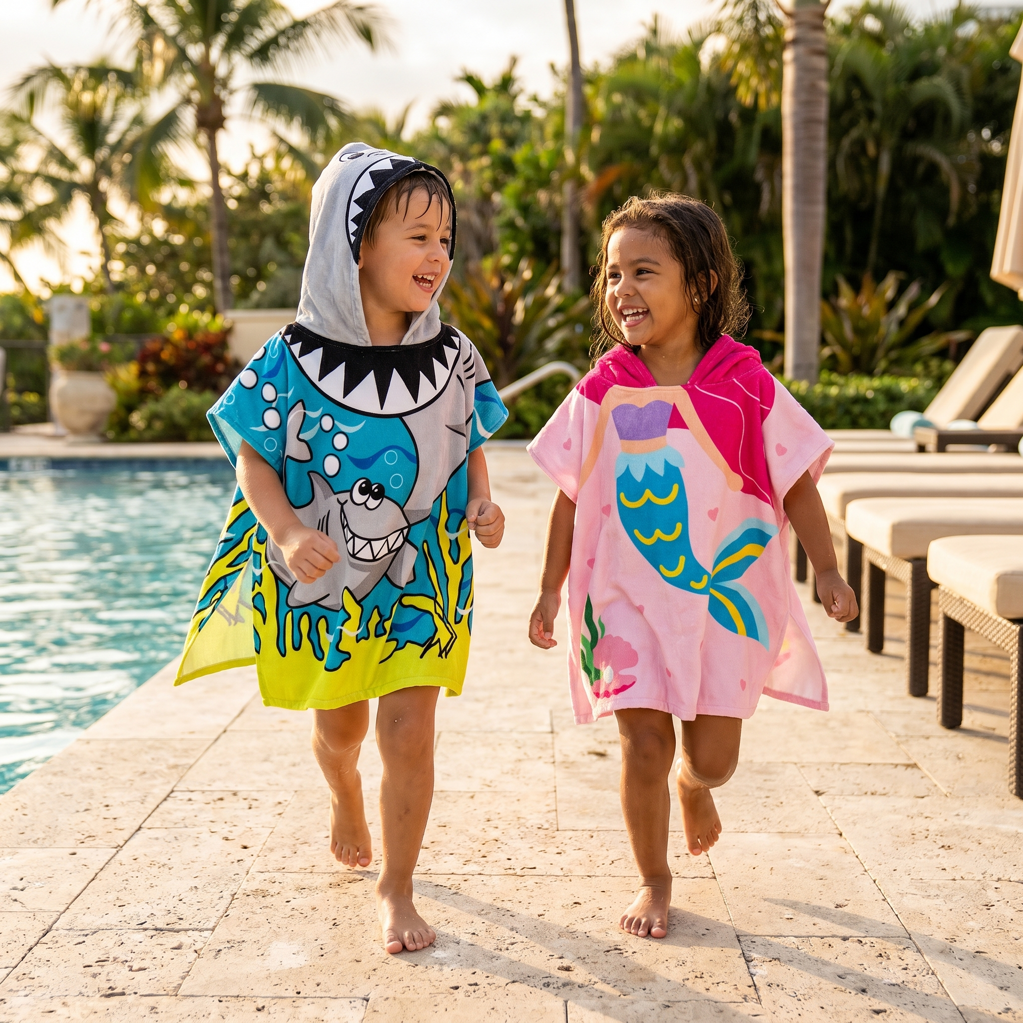 TibaToes™ Kids Hooded Beach Poncho Towel (3-8 years)