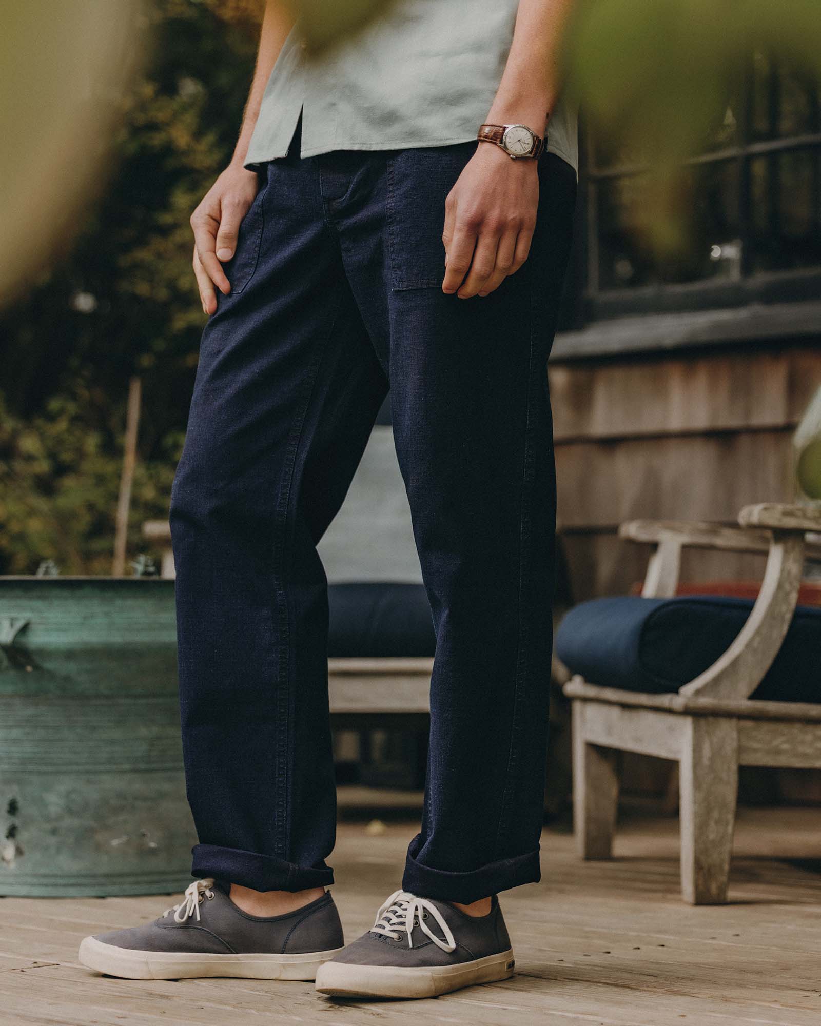 The Breakwater Pant in Rinsed Indigo Ripstop