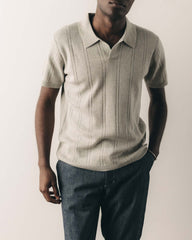 The Valencia Sweater Polo in Heather Grey Rib