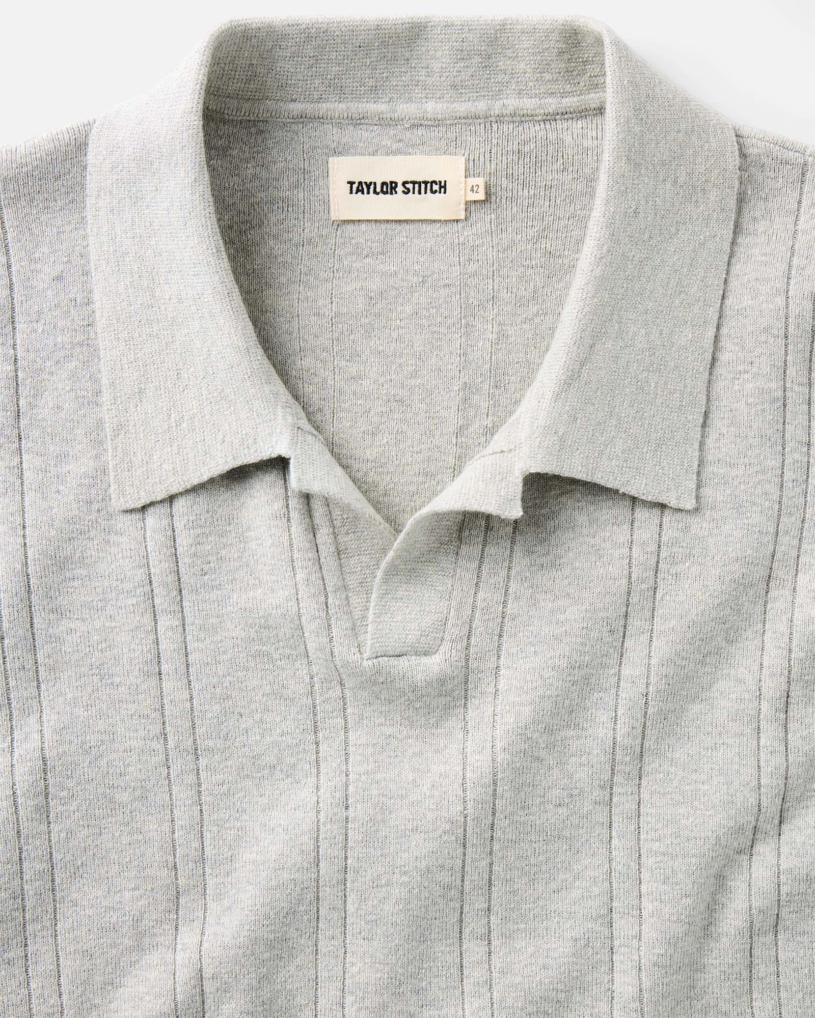 The Valencia Sweater Polo in Heather Grey Rib