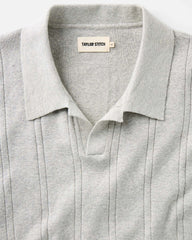 The Valencia Sweater Polo in Heather Grey Rib