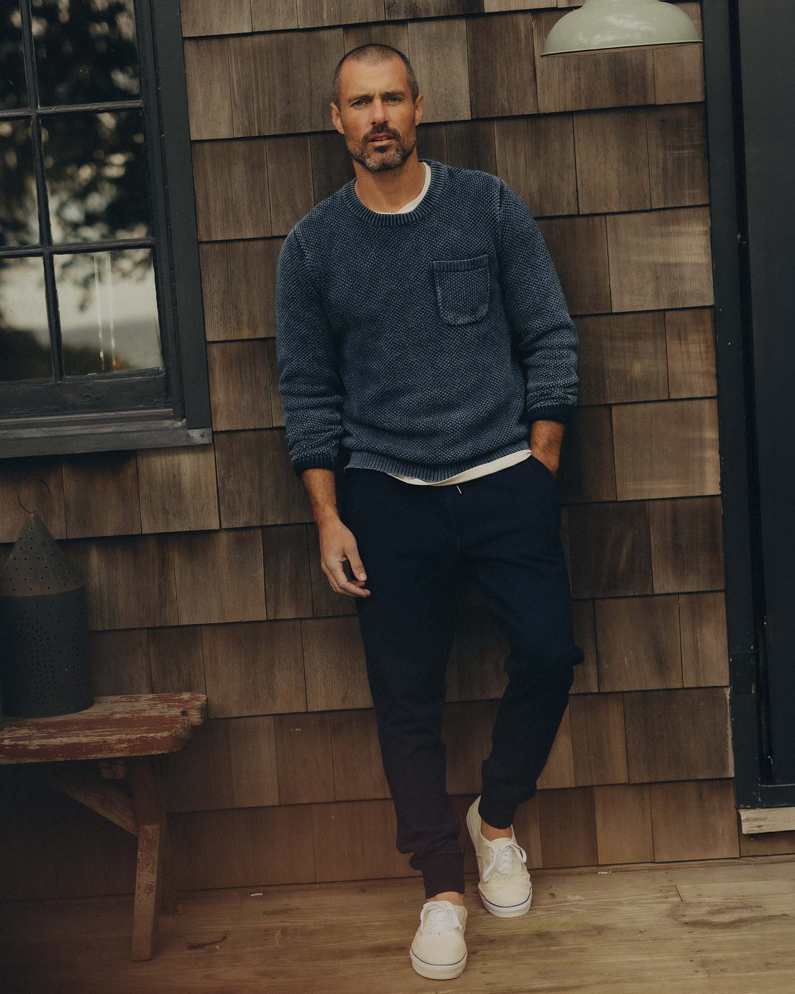 The Crawford Crew Sweater in Washed Indigo