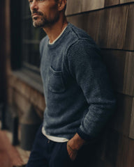 The Crawford Crew Sweater in Washed Indigo