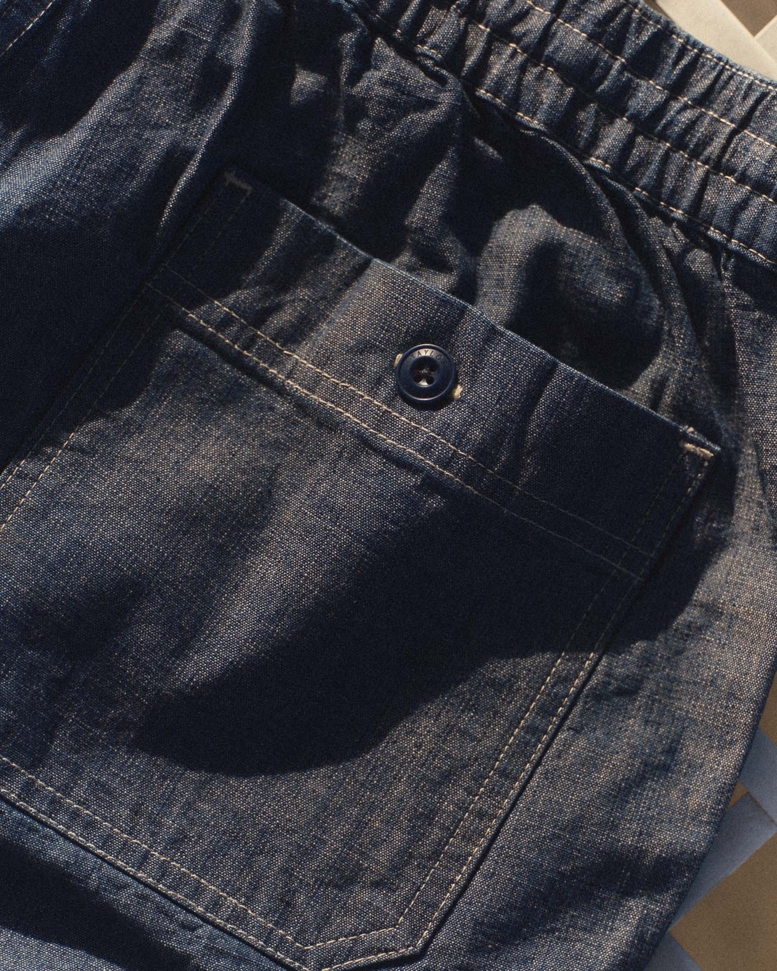 The Breakwater Short in Washed Indigo Chambray
