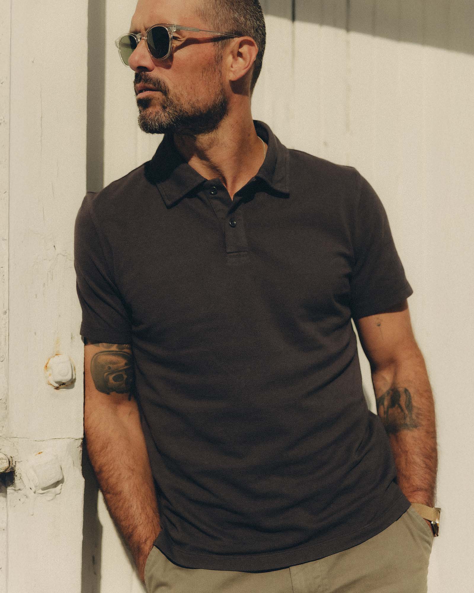 The Cotton Hemp Polo in Asphalt Pique