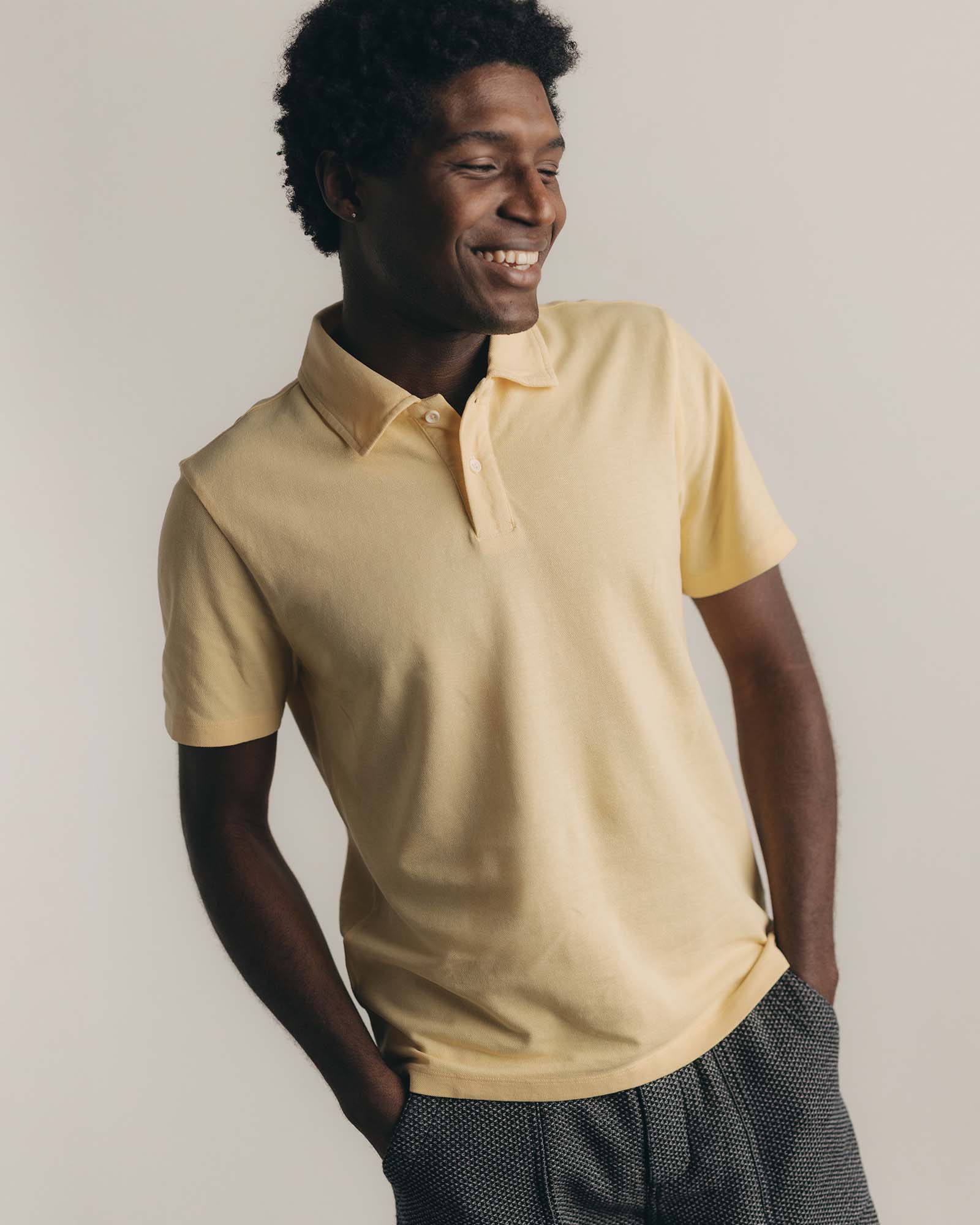 The Cotton Hemp Polo in Straw Pique