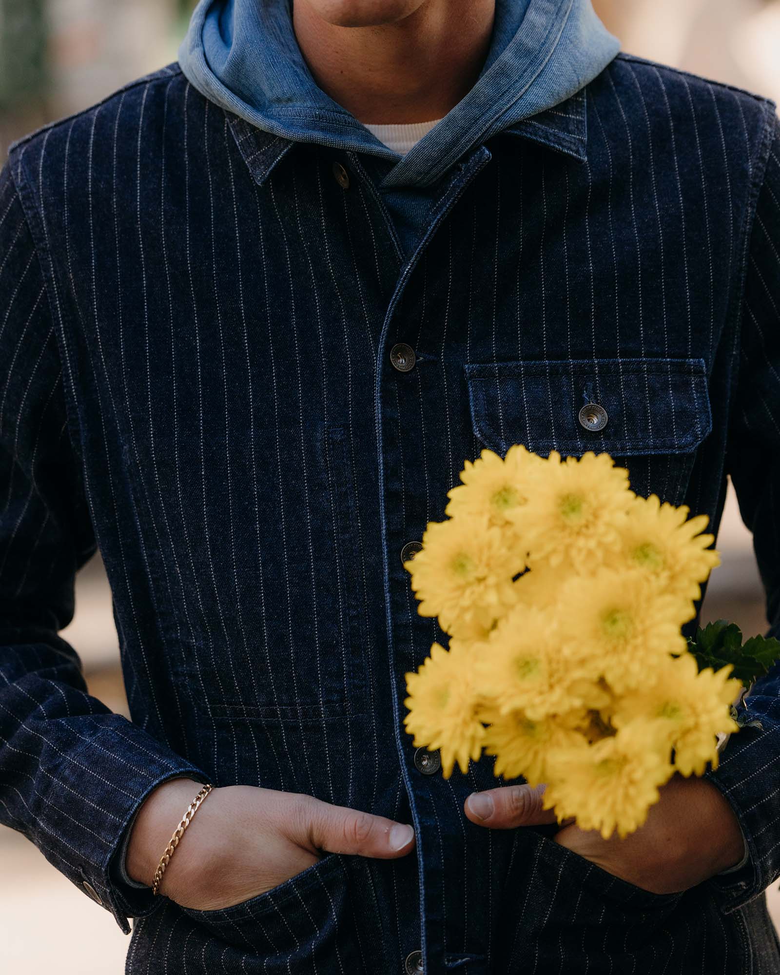 The Fremont Jacket in Rinsed Indigo Dobby Denim