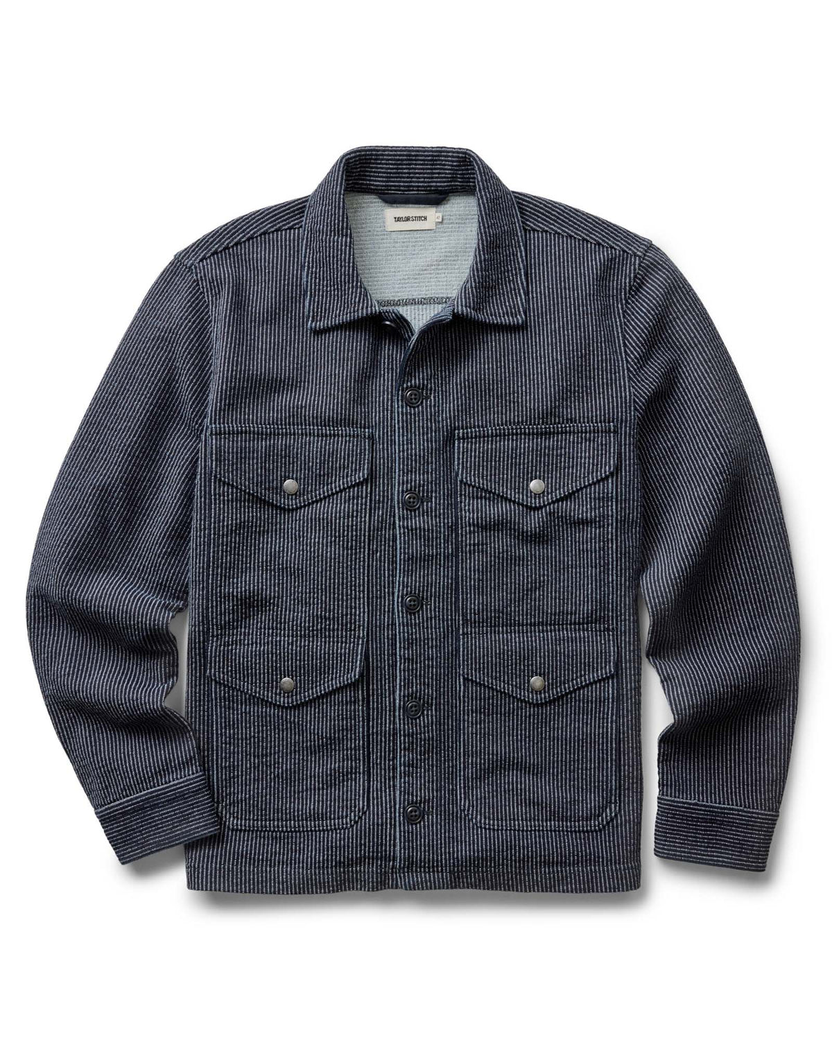 The Jackson Jacket in Rinsed Indigo French Terry Stripe