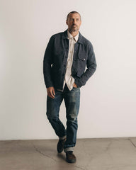 The Jackson Jacket in Rinsed Indigo French Terry Stripe