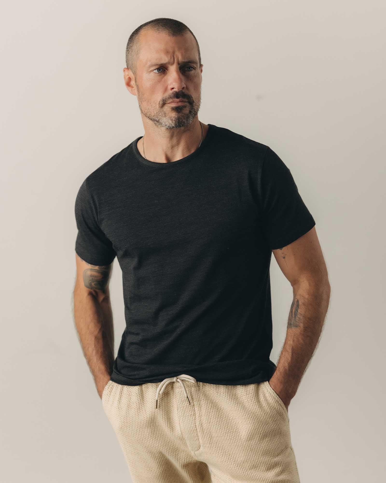 The Merino Tee in Heather Black