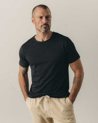 The Merino Tee in Heather Black