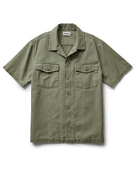 The Short Sleeve Surplus Shirt in Field Olive Reverse Sateen