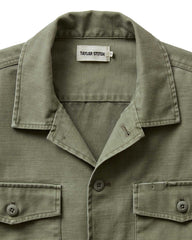 The Short Sleeve Surplus Shirt in Field Olive Reverse Sateen