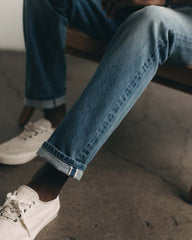 The Straight Jean in Light Wash Organic Selvedge