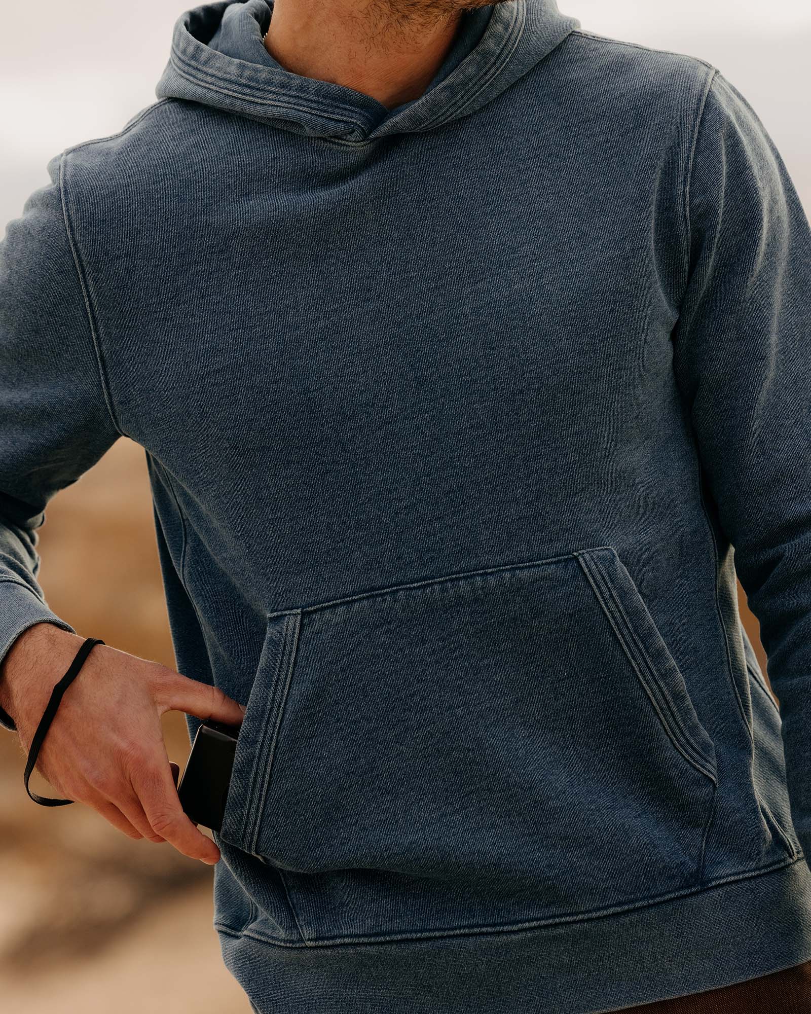 The Sunset Hoodie in Washed Indigo Terry
